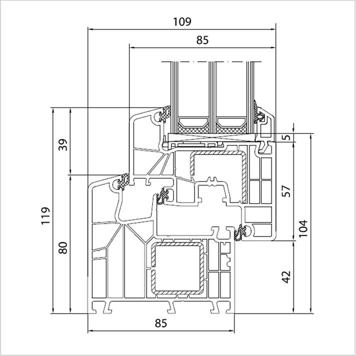 Aluplast ideal 8000 Schnittzeichnung