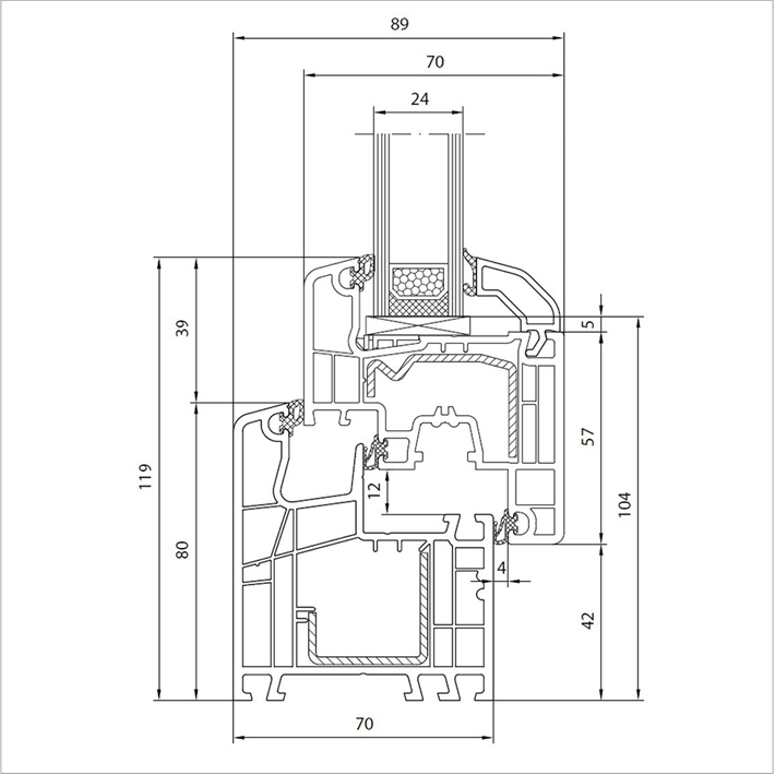 Aluplast ideal 5000 Schnittzeichnung