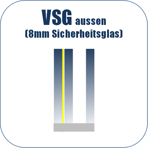 Verbundsicherheitsglas 8mm außen