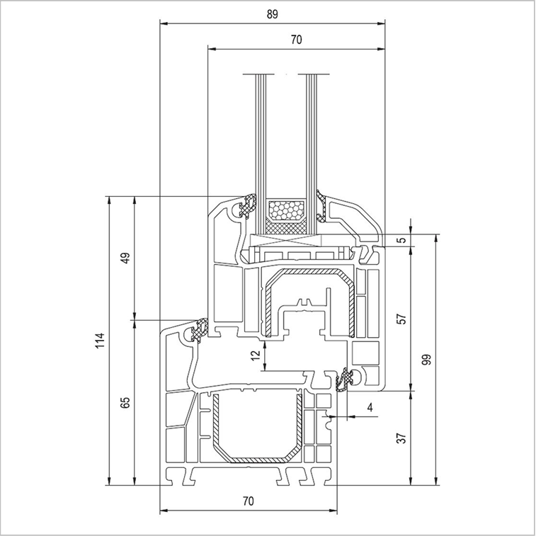 Aluplast ideal 4000 Schnittzeichnung